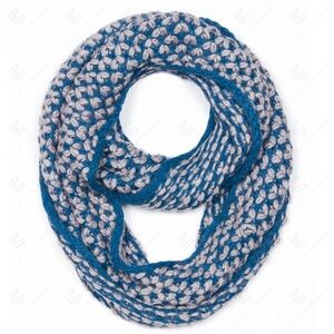 Blue and White Knit Infinity Scarf
